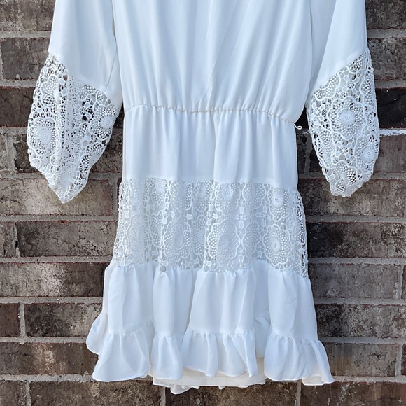 White Lace Boho Peasant Dress - Picture 10 of 11